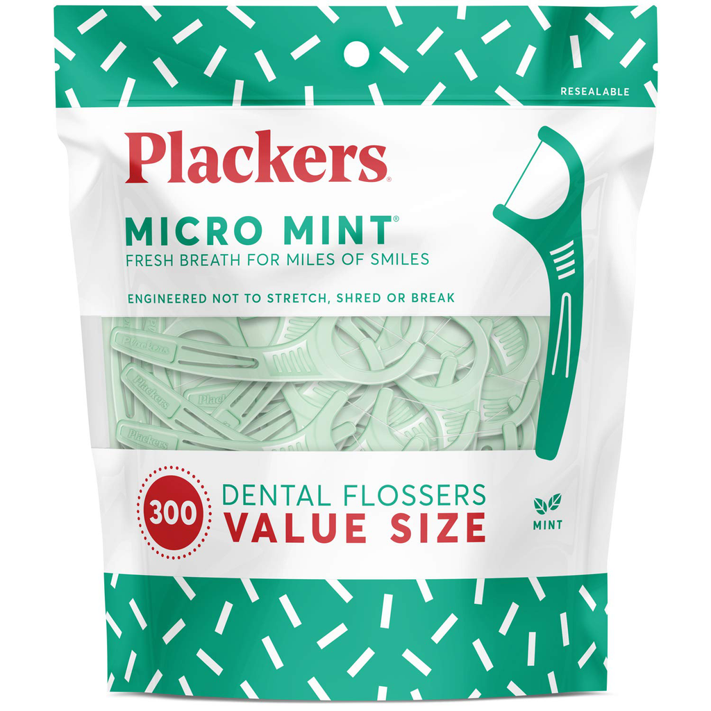 Plackers Micro Mint Dental Floss Picks, 300 Count, 300 Count