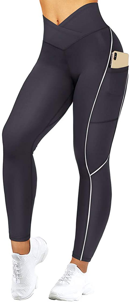 SUUKSESS Women Reflective High Waisted Running Leggings with Pockets Yoga Pants