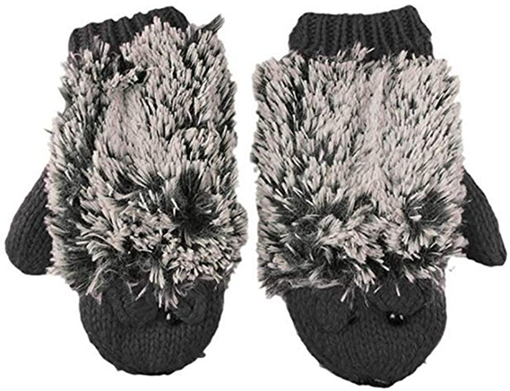 YouZi Women's Cartoon Hedgehog Winter Cotton Gloves Girls' Thick Mittens