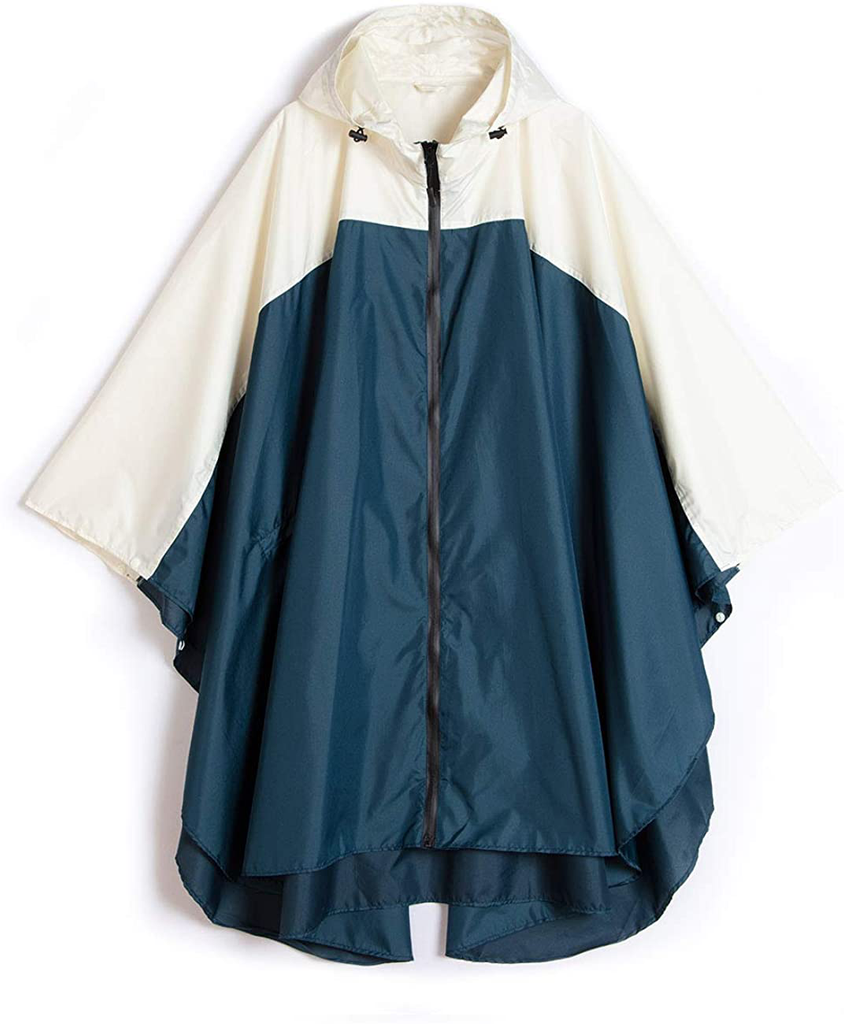 Rain Poncho Jacket Coat Hooded for Adults with Pockets