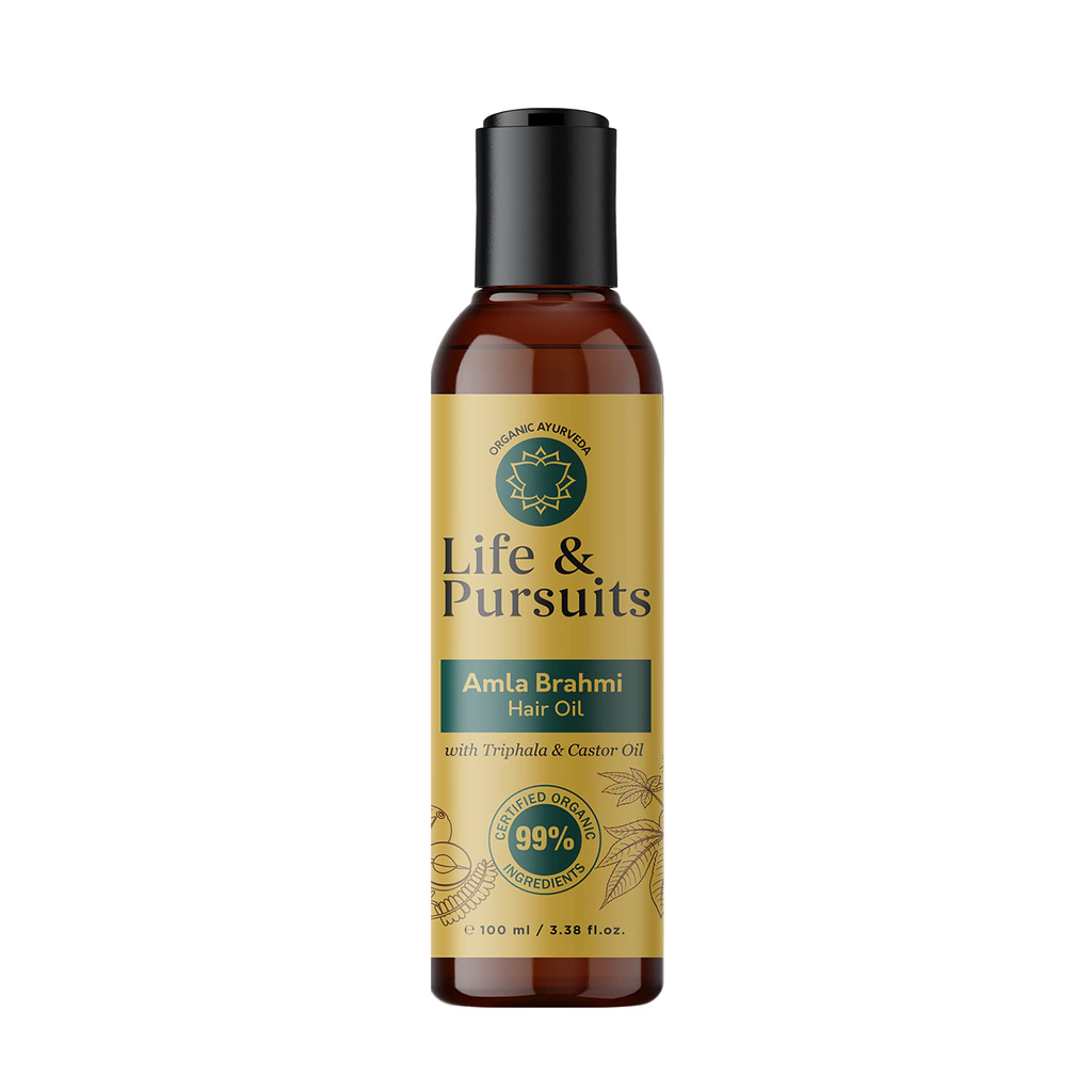 Life & Pursuits Amla Brahmi Hair Oil for Hair Growth - Organic & Natural Hair Oil with Coconut, Castor, and Sesame for Healthy & Shiny Hair