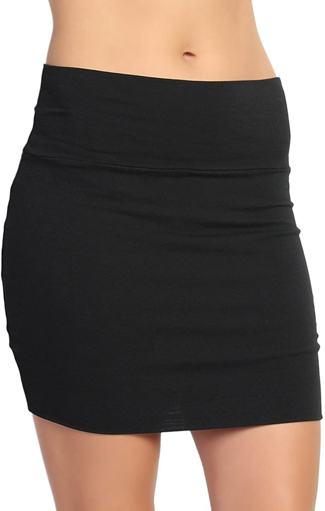 TheMogan S~XL Basic Stretch Cotton High Waist Double Layer Tube Mini Skirt