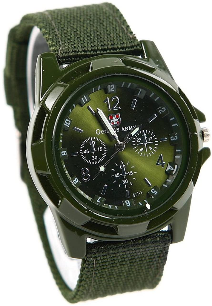 Lsvtrus Men'S Sport Style Swiss Military Army Pilot Fabric Strap Watch Green
