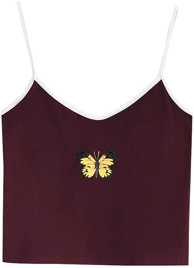 ZAFUL Women's Butterfly Graphic Tank Top Sleeveless Stretch Casual Basic Camisole