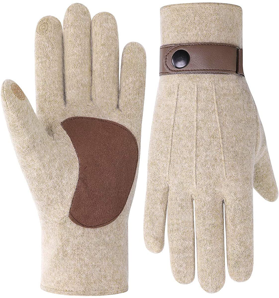 Winter Knit Gloves Warm Wool Windproof Touchscreen Anti-Slip Thermal Cashmere Fleece Lining Gloves