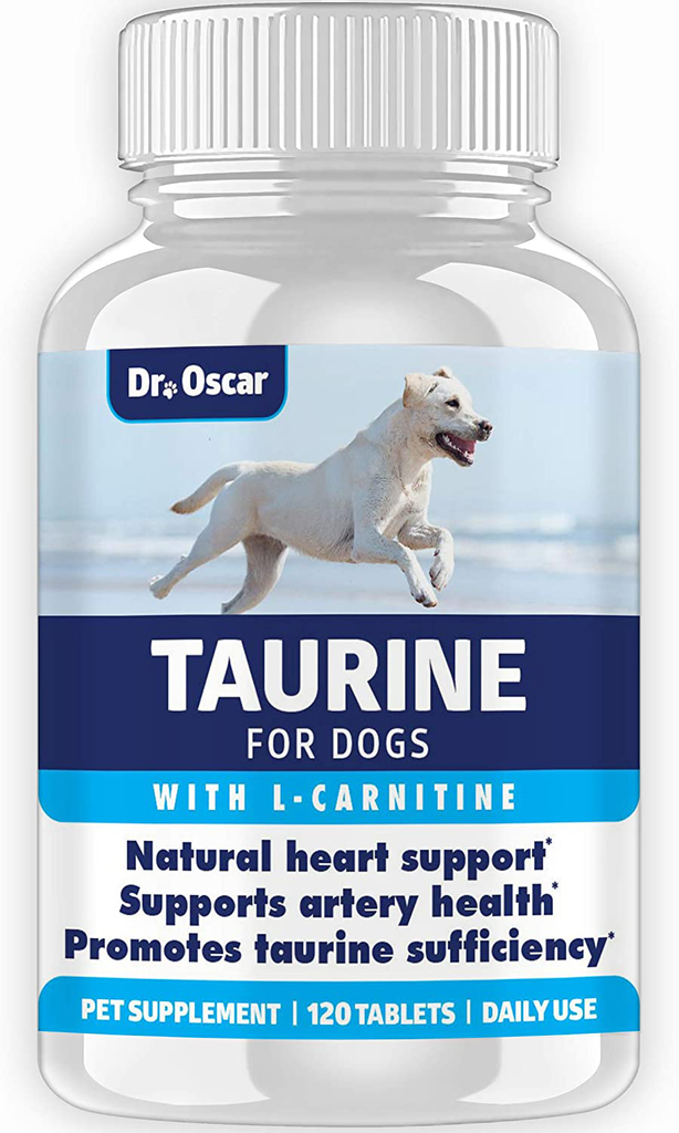 Taurine Supplement for Dogs, Meets RDA of 500 mg per 25lbs Weight Unlike Most Competitors, 120ct, Vet Endorsed for Enlarged Heart (DCM), Congestive Heart Failure (CHF) Taurine Deficiency, Heart Murmur