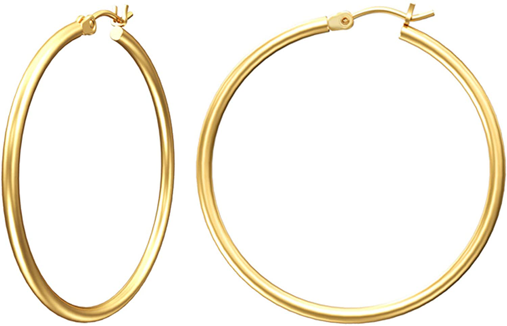 Gacimy Gold Hoop Earrings for Women, 14K Gold Plated Hoops with 925 Sterling Silver Post