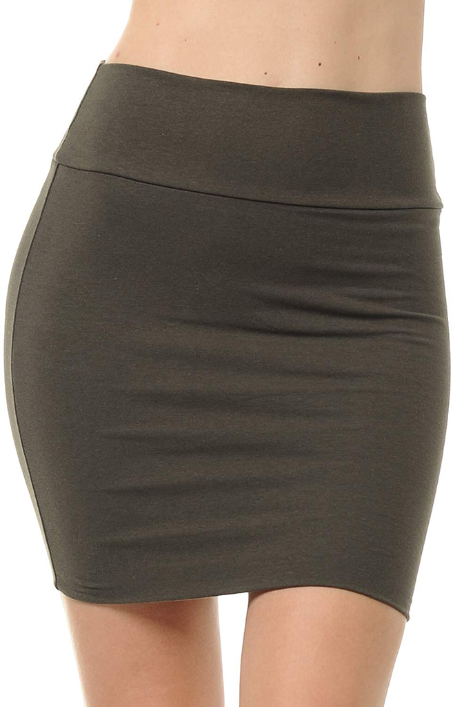 Trendy Street Basic Double-Layer Cotton Simple Stretchy Tube Pencil Mini Skirt