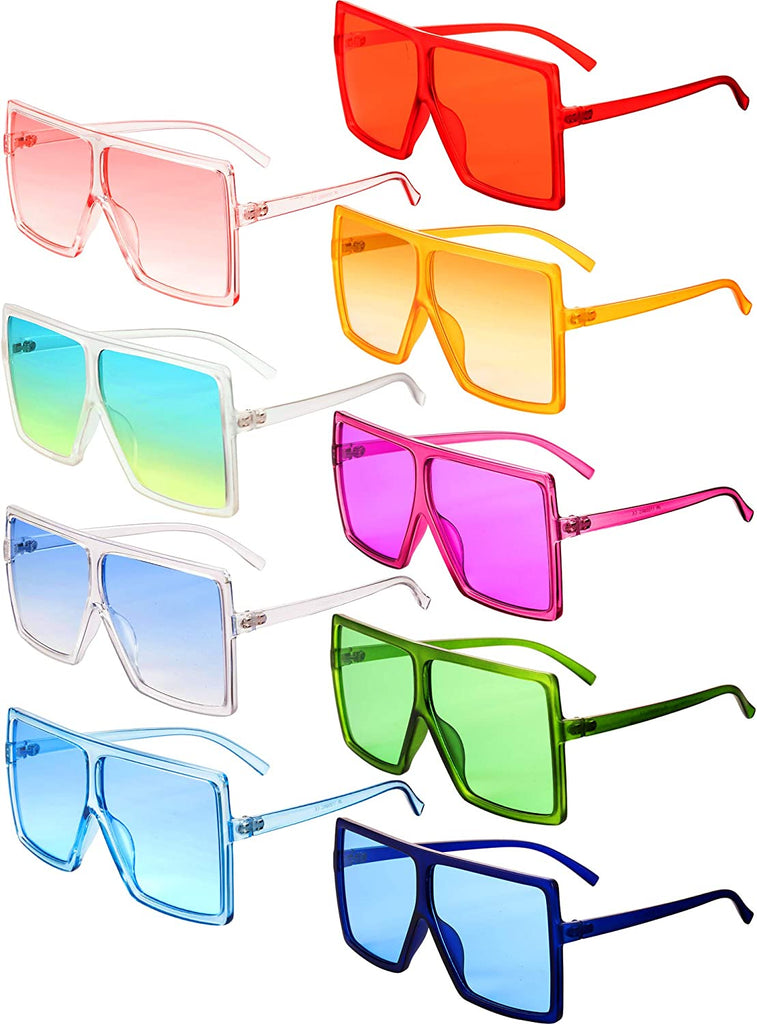 Women's 9 Pairs of Oversized Square Sunglasses  with Flat Tops