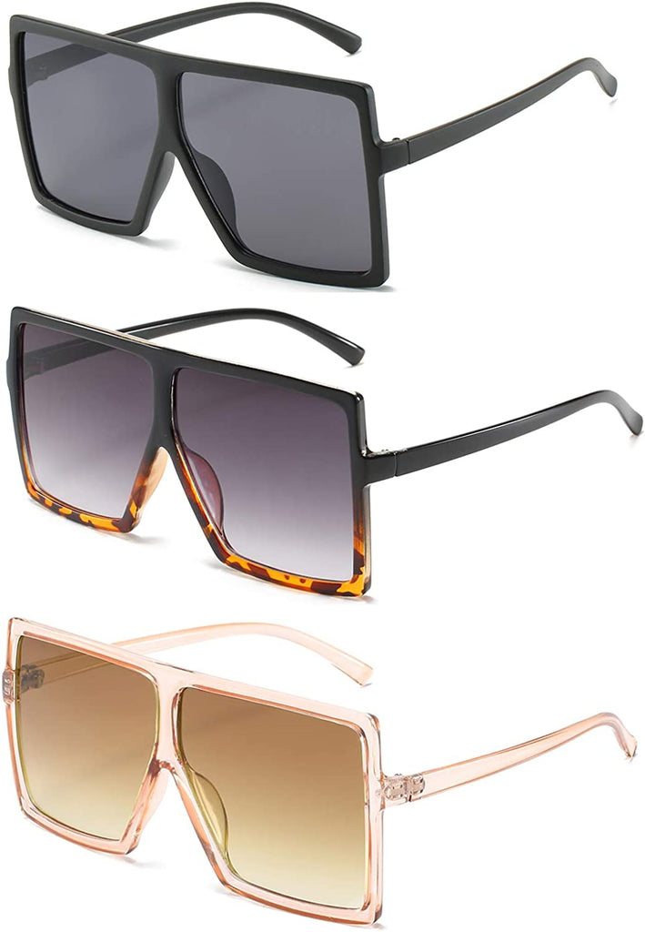 ENSARJOE Square Oversized Sunglasses for Women Men Flat Top Fashion ShadesUV Protection