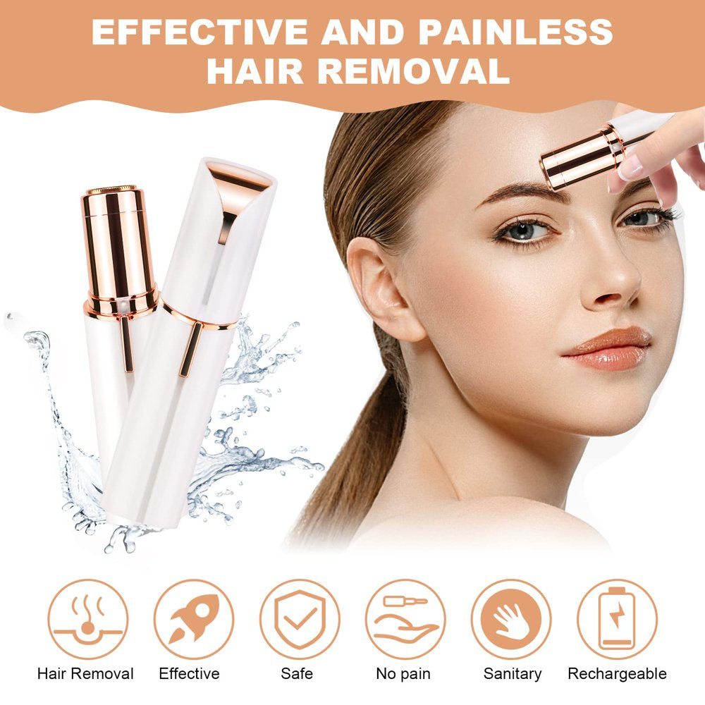 Facial Hair Remover for Women, White Electric Face Razor for Women with LED Light for Instant and Painless Hair Removal
