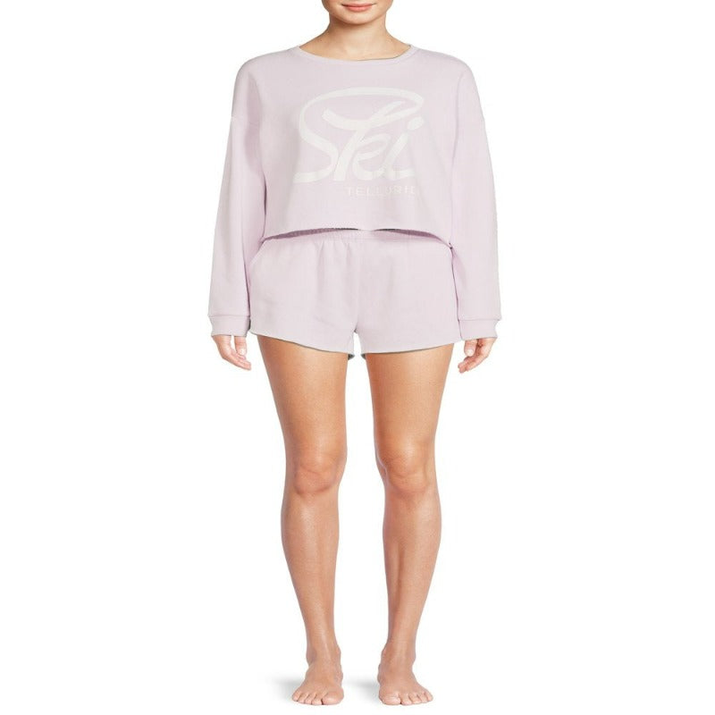 2-Piece Women's  Long Sleeve Pullover and Shorts Sleep Set