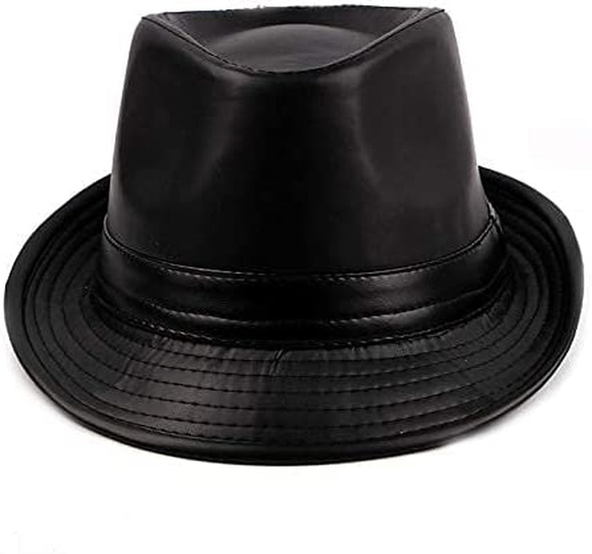  Leather Trilby Fedoras Panama Jazz-Hat Short Brim Bowler Hat (S-M)