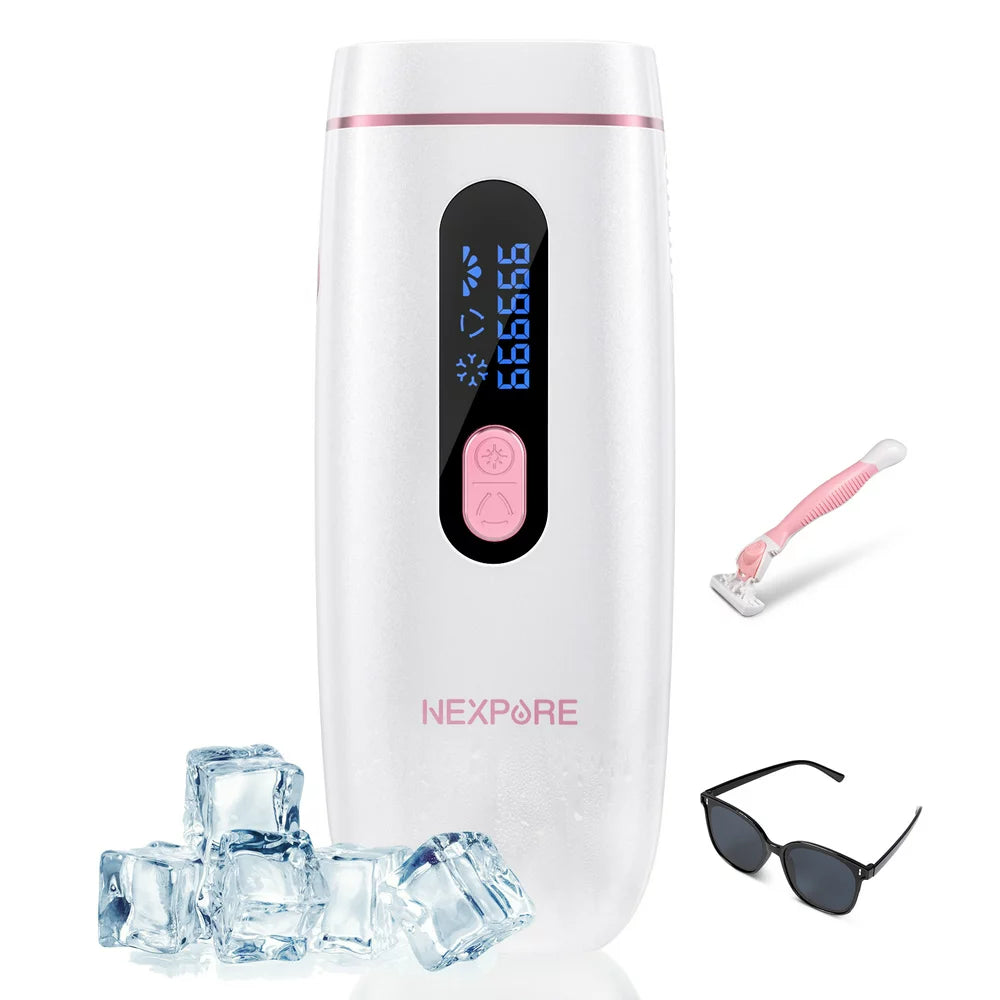 Laser Hair Removal Device, Permanent Painless for Women and Men Body Hair Removal with Set-In Cooling for Facial Upper Lip Armpit Bikini Line Pubic Back Leg