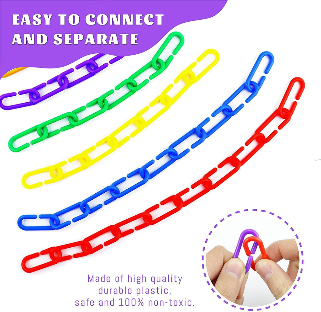 100 Piece Plastic C-Clips Hooks Chain Links Rainbow C-Links Children's Learning Toys Small Pet Rat Parrot Bird Toy Cage