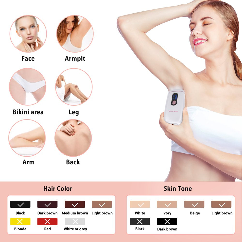 Laser Hair Removal Device, Permanent Painless for Women and Men Body Hair Removal with Set-In Cooling for Facial Upper Lip Armpit Bikini Line Pubic Back Leg