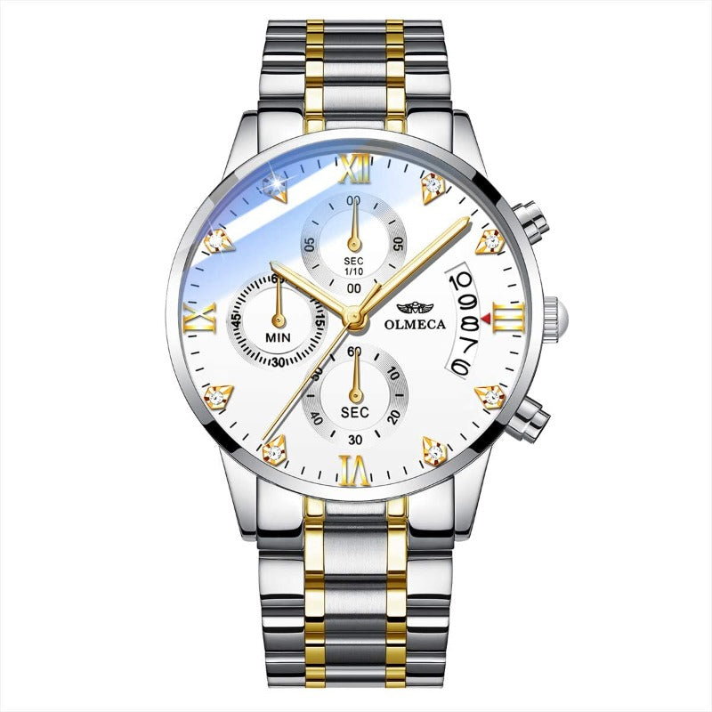 Men's Stainless Steel Business Casual Waterproof Chronograph Watch