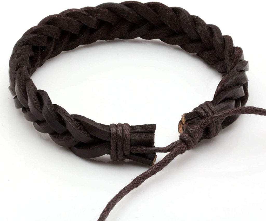 6-12PCS Braided Faux Leather Bracelet  for Men 