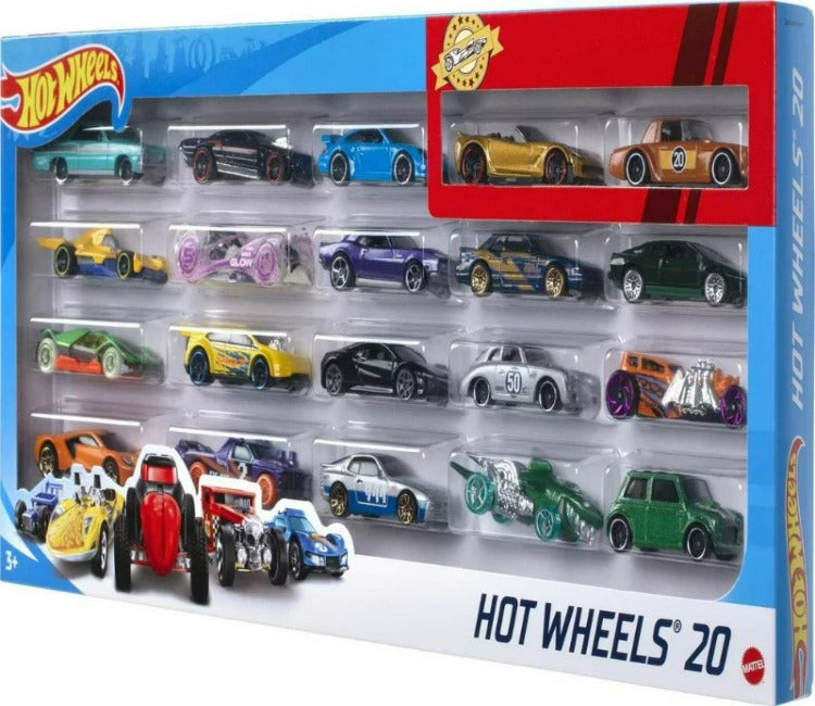 Set of 20 Hot Wheels Toy Sports & Race Cars in 1:64 Scale, Collectible Vehicles (Styles May Vary)