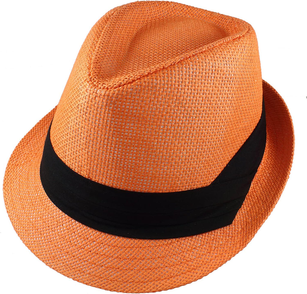  Summer Fedora Panama Straw Hats with Black Band