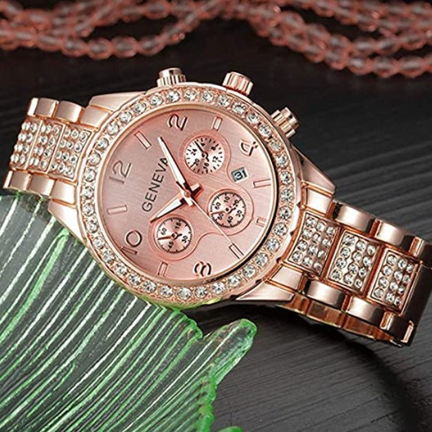 Luxury Unisex Crystal Quartz Stainless Steel Wrist Watch