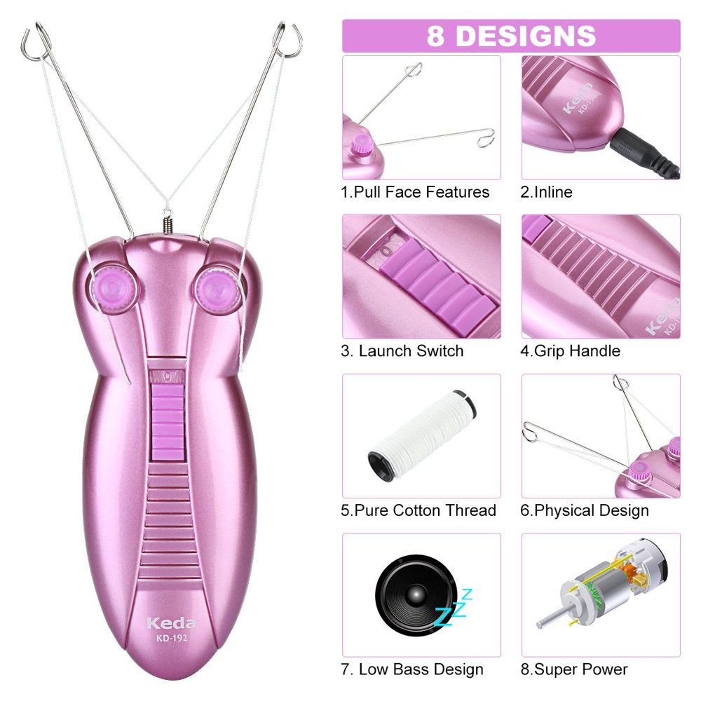 Facial Threading Hair Removal for Women - Electric Ladies Thread Hair Remover, Automatic Threader Machine Epilator for Fine Hairs on Face, Chin, Upper Lip, Arms