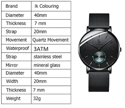 Men's Ultra Thin Waterproof Quartz Analog Stainless Steel Mesh Band Wristwatch