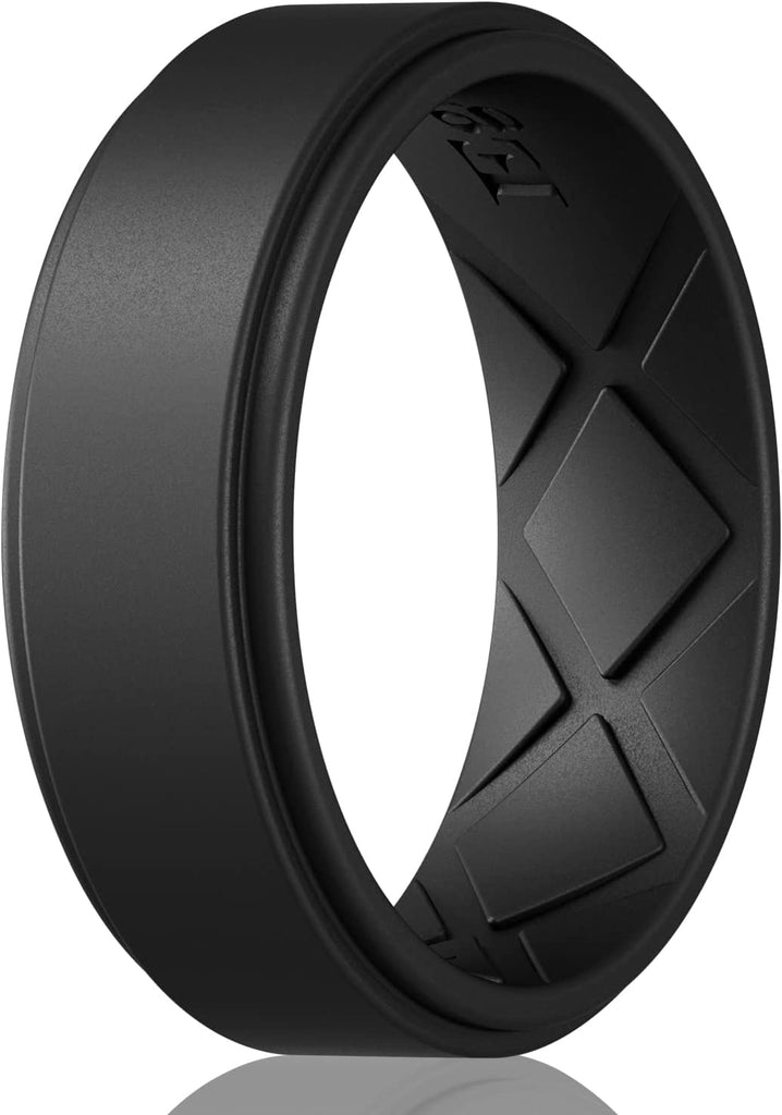 Silicone Wedding Rings Mens, 8mm Wide-2mm Thick