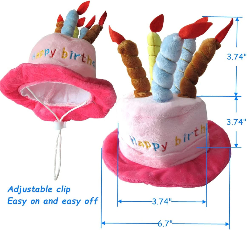 Dog Birthday Princess Tutu Dress for Small Dogs Girl + Adjustable Puppy Cat Birthday Party hat Cake Shaped (A)