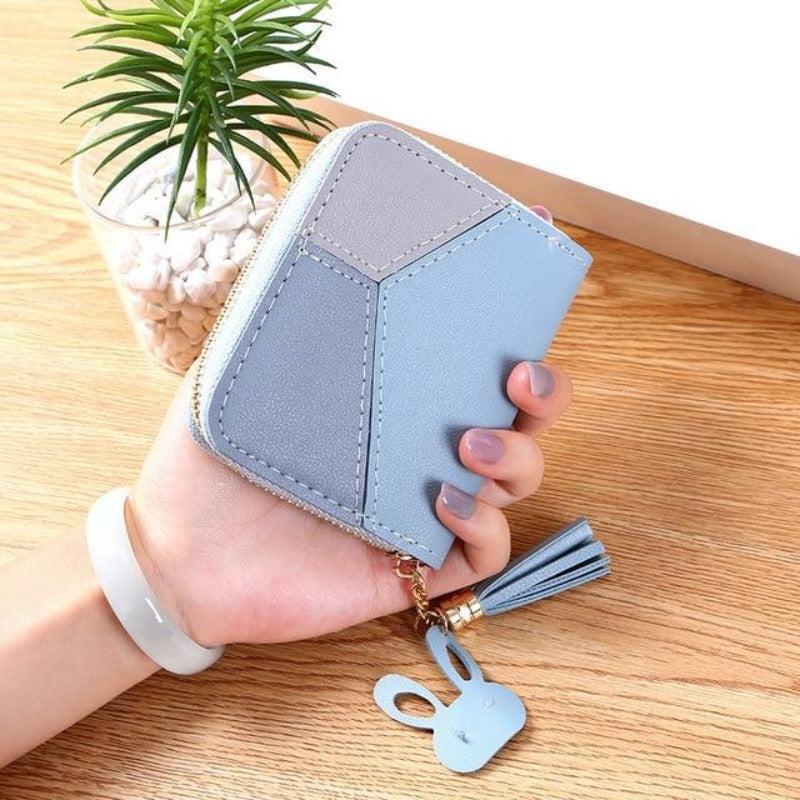 Women's Leather Patchwork Clutch Wallet