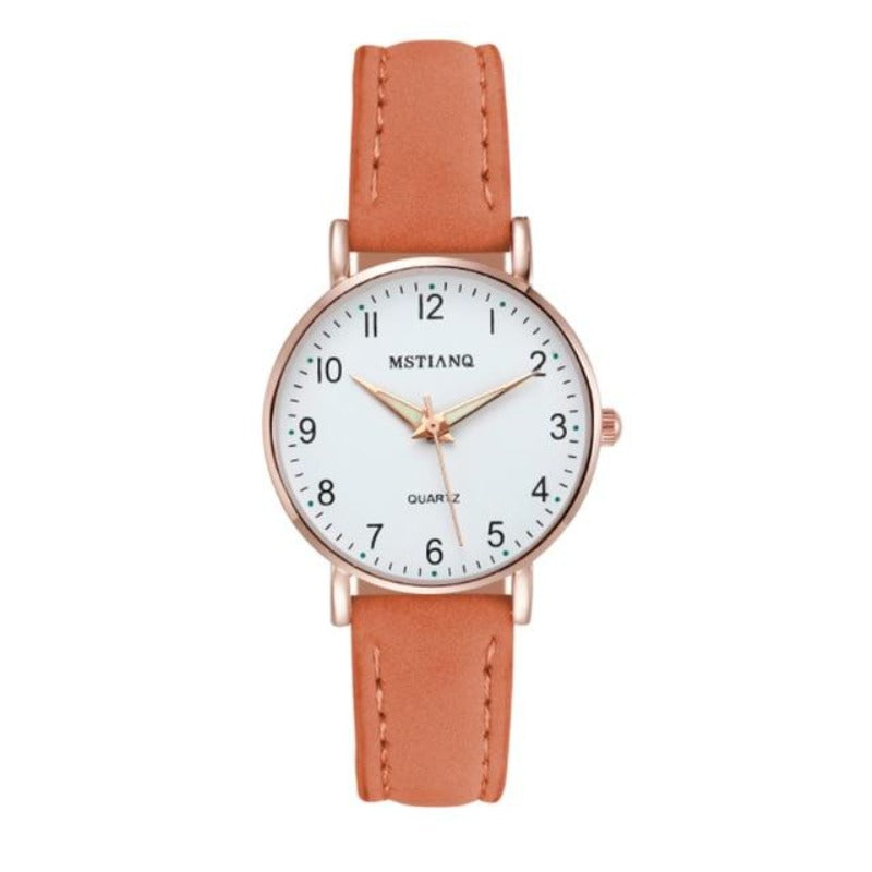 Women's Simple Leather Quartz Wristwatch