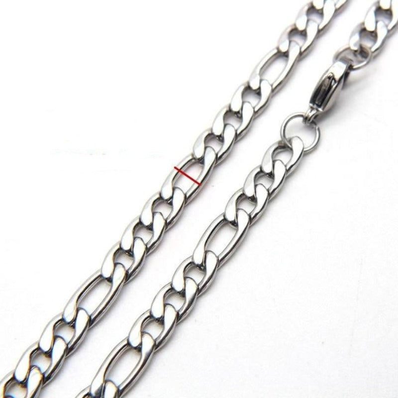 Men's Stainless Steel Figaro Link Chain Curb Necklace