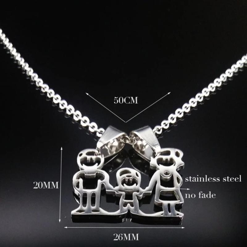 Stainless Steel Family Pendant Necklace