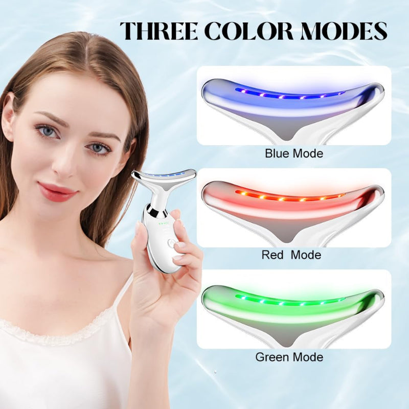 Neck and Face Massager with 3 Color Modes, Vibration Face Sculpting Tool 