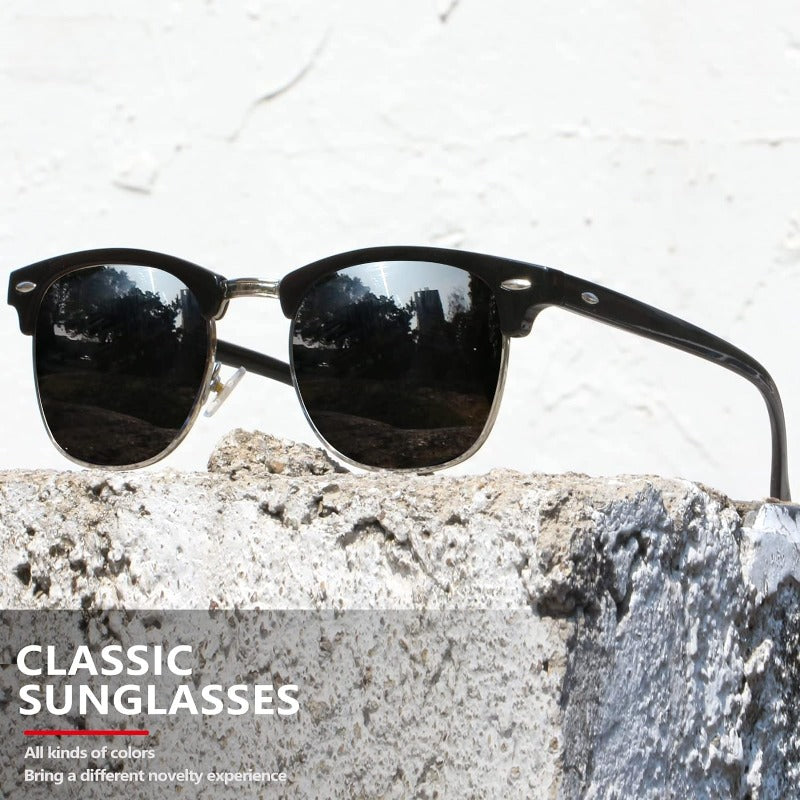 3 Pack Classic Polarized Sunglasses with 100% UV Protection - Retro Style Semi Rimless Frames