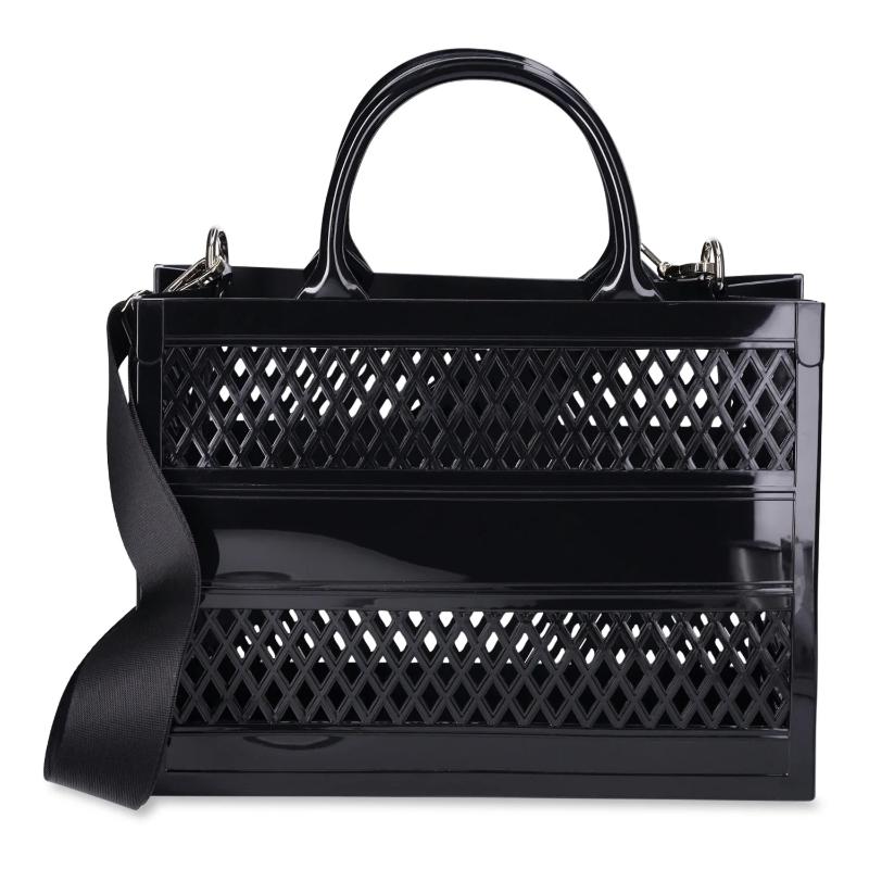 Women's Lattice Jelly Tote Bag with Shoulder Strap