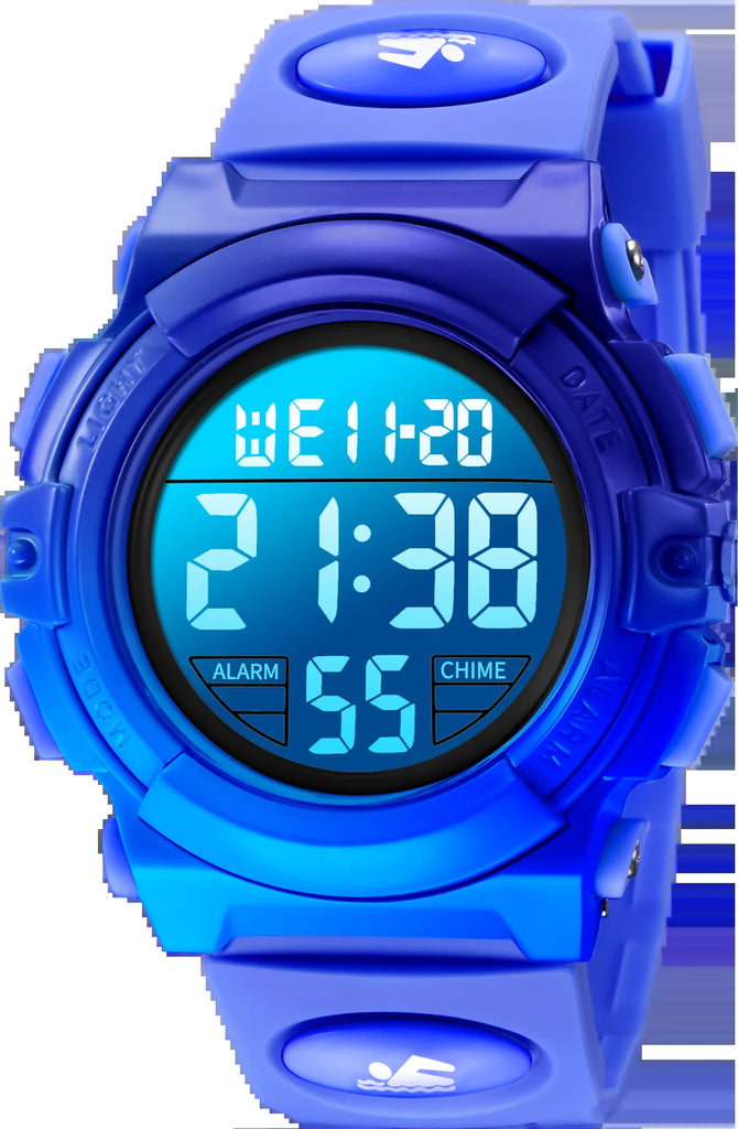 Boy's Digital Sport Outdoor Waterproof LED Wrist Watch with Stopwatch