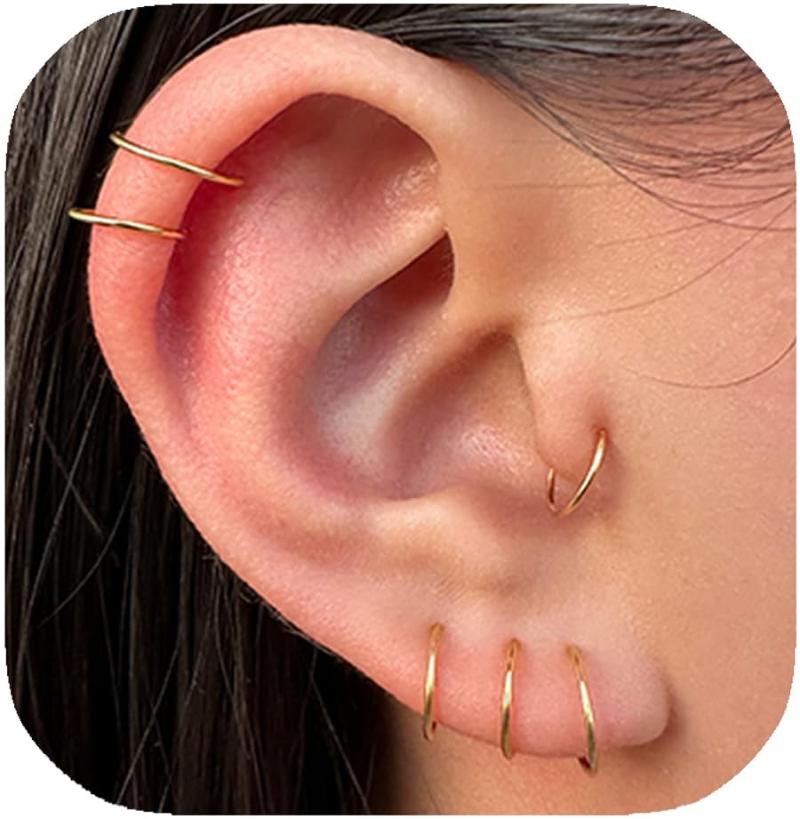 Small Hoop Earrings for Cartilage Nose, Tiny & Thin 