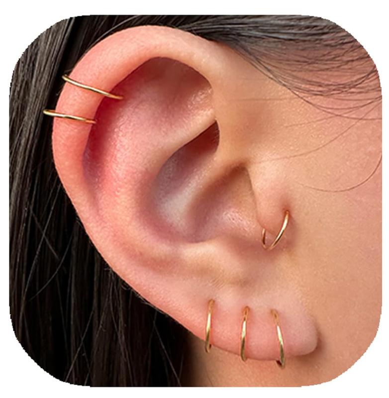 Small Hoop Earrings for Cartilage Nose, Tiny & Thin 