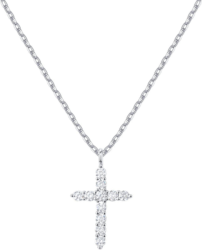 14K Gold Plated Cubic Zirconia Cross Necklace