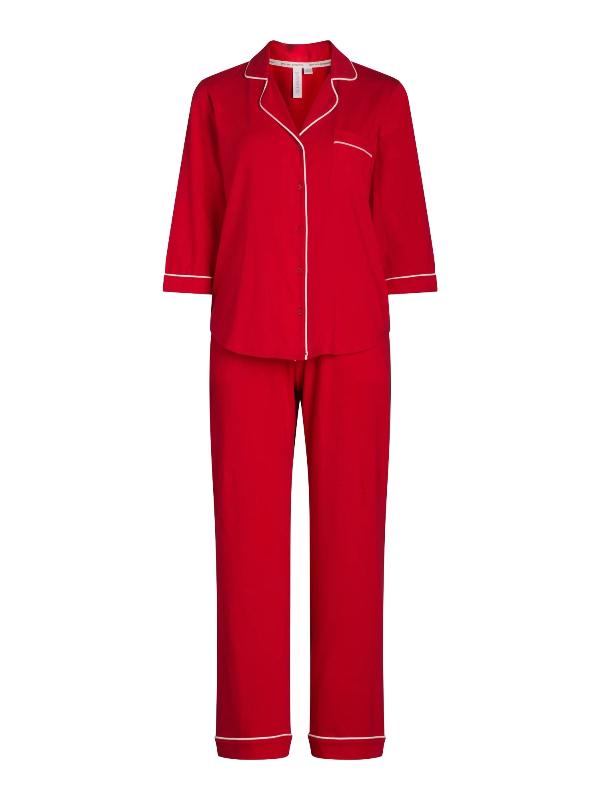 Women’s 2 Piece Pajama Set - Cotton Blend Notch Collar Top and Pants 