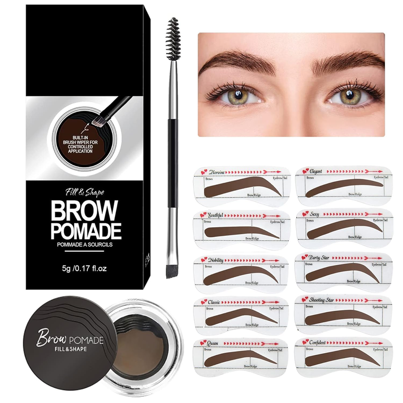 Eyebrow Stamp Pomade Waterproof Stencil Kit 