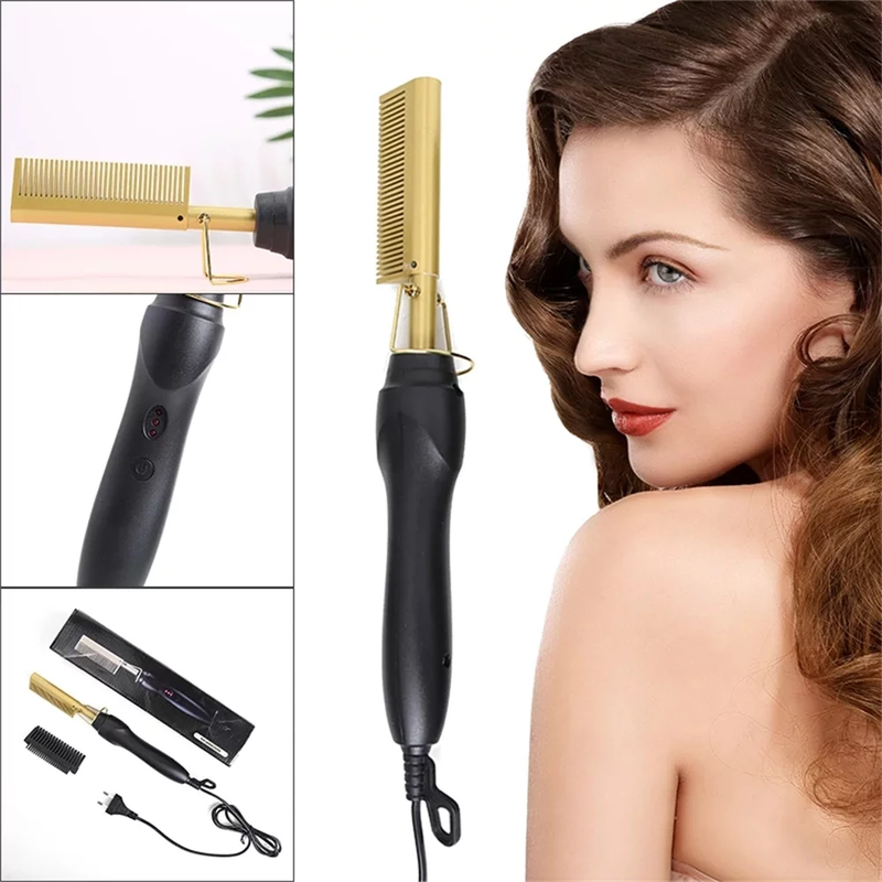 Ceramic Heat Pressing Hair Straightener Comb Brush