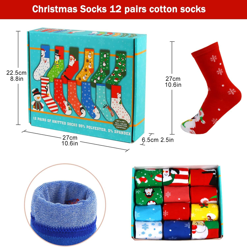 12 Pairs Funny Christmas Socks