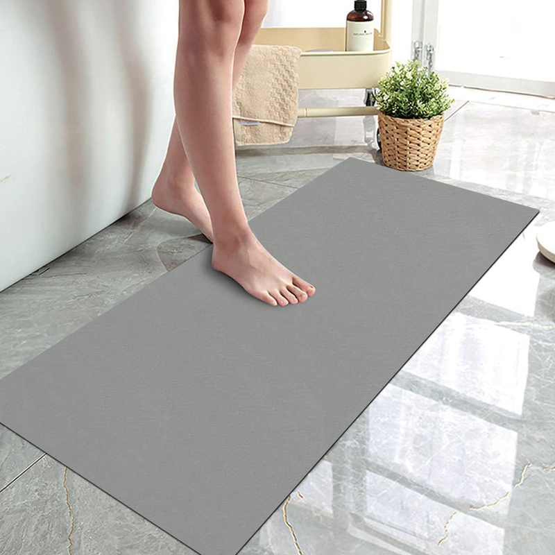 Thin Diatomaceous Earth Bath Mat, Non Slip Quick Dry Super Absorbent Washable Shower Mat Bathroom Floor Mat