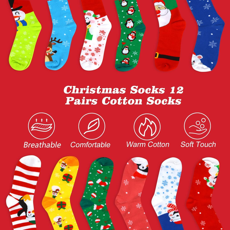 12 Pairs Funny Christmas Socks