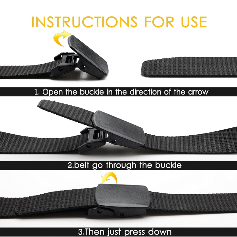 2 Pack of  Nylon Tactical Military Belt for Men - Canvas Webbing with Plastic Buckles