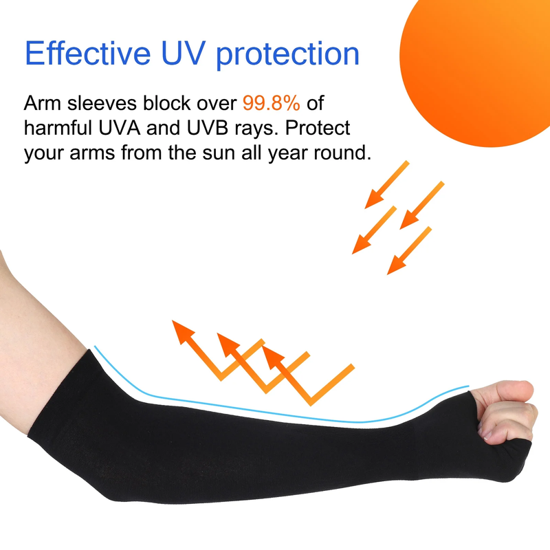 12 Pairs UV Sun Protection Cooling Arm Sleeves, Sun Protective Compression Sleeves with Thumb Hole