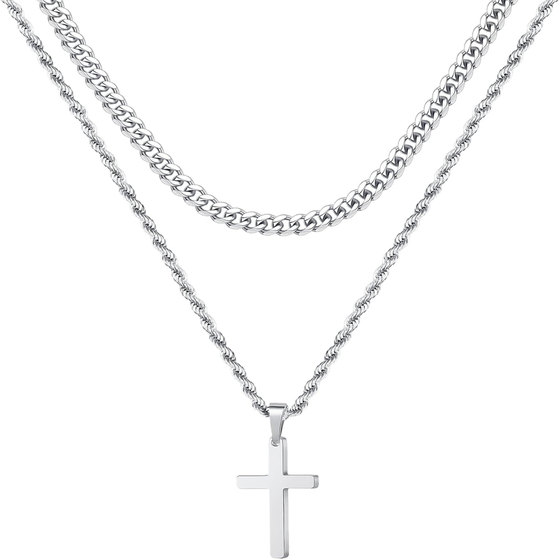  Stainless Steel Cross Pendant Necklace for Men