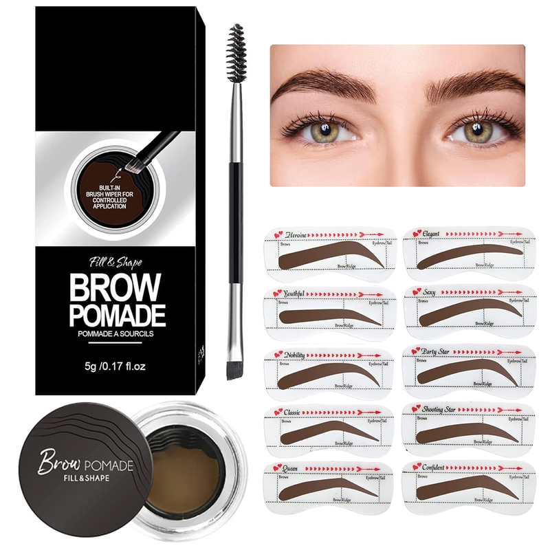 Eyebrow Stamp Pomade Waterproof Stencil Kit 